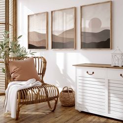 mountain art print set of 3 landscape wall art boho mountain print midcentury boho decor boho living room poster print s