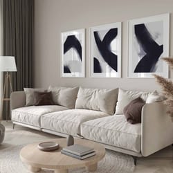 navy blue wall art, 3 piece art prints, abstract wall art, bedroomdining room art, indigo blue, minimalist decor, large