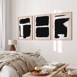 neutral abstract black beige geometric print set of 3, mystical decor, printable wall art, neutral boho tribal wall art,