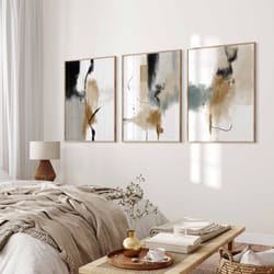 neutral modern abstract printable gallery wall art set of 3, neutral nordic abstract prints, minimalist poster japandi w
