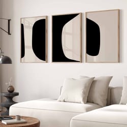 neutral modern minimal gallery wall art set of 3 black beige nordic prints simple abstract art boho bedroom decor abstra