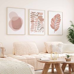 pink bedroom wall art boho printable modern pink wall art set of 3 prints minimalist bedroom decor blush pink art living