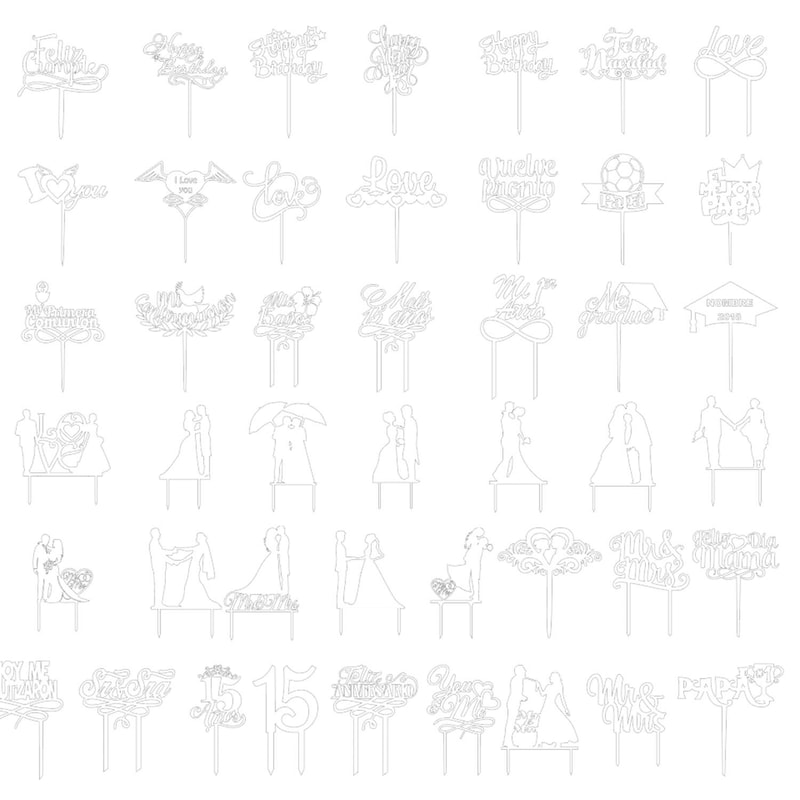 60 Happy Birthday Wedding Cake Topper Svg Bundle Cake Topper Svg Cake Topper Laser Cut Files Topper 2