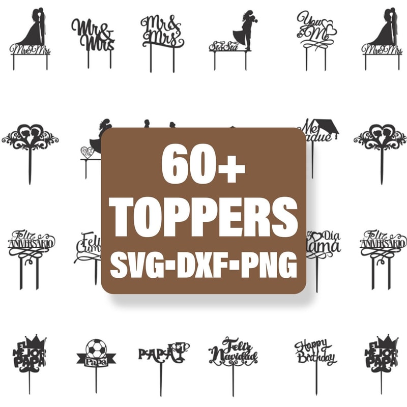 60 Happy Birthday Wedding Cake Topper Svg Bundle Cake Topper Svg Cake Topper Laser Cut Files Topper 0