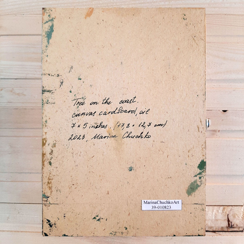 Backside of Original Sunset painting with signed artist.