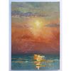This painting "The ocean at red sunset" creates an atmosphere of tranquility, peace and harmony. The art is sale unframed.