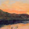 Peach sky on the horizon Fragment of a close-up Sunset artwork.