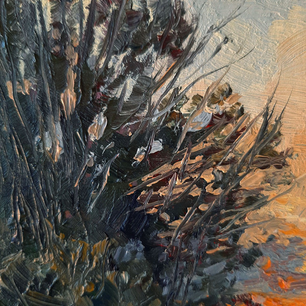 Trees at sunset Fragment of a close-up Original art.