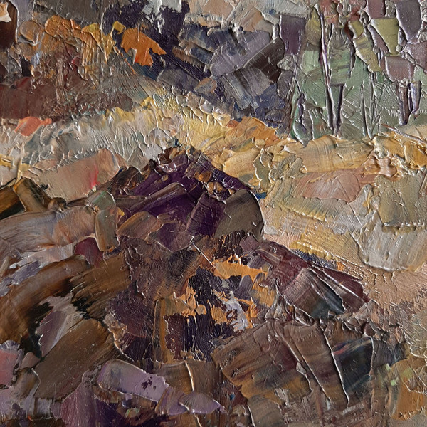 Twisting paths between the forest rocks. Fragment of a close-up Original Forest artwork.
