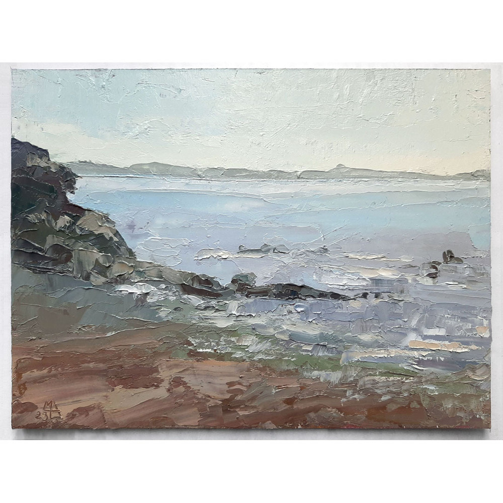 The painting conveys the atmosphere of the cool freshness of the sea morning