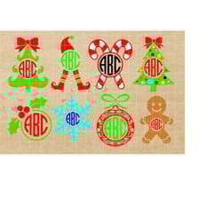 christmas monogram svg, christmas svg, monogram svg, christmas cut file, elf monogram svg, candy cane monogram svg, ging