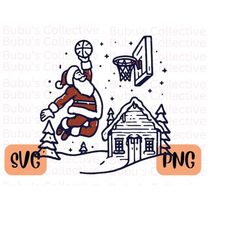 basketball santa svg funny christmas svg cottagecore santa claus png retro groovy holiday x-mas png sublimation dtf tran
