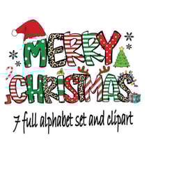 merry christmas doodle letters and numbers, files bundle, cute png, retro christmas sublimation letters, sublimate desig