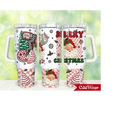 retro santa claus christmas 40oz tumbler wrap png, merry christmas 2 pieces 40 oz tumbler png, retro christmas tumbler 4
