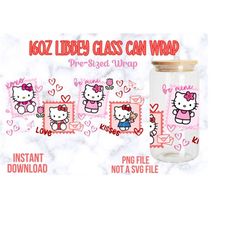kitty 16oz libbey glass can wrap, kitty valentine glass can wrap, kitty png wrap, kitty png, libbey glass can wraps, val