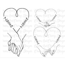custom holding hands svg png bundle, romantic valentines day svg files, pinky hold svg for cricut, couple hands cut file
