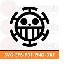 one piece trafalgar d. water law - heart pirates flag digital download in svg, png, pdf, eps, dxf formats for anime enth