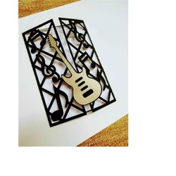 svg file gate folder musical card template. music guitar birthday card. gift for musician. cutting file dxf ai png jpg