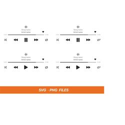music player svg png audio control svg play buttons bundle audio display apple music spotify music player cut file insta