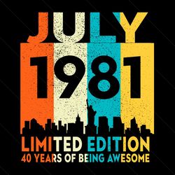 july 1981 limited edition 40 years of being awesome svg, birthday svg, july 1981 svg, born in 1981 svg, 40th birthday sv