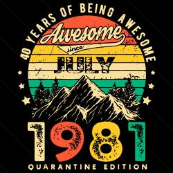 40 Years Of Being Awesome July 1981 Quarantine Edition Svg, Birthday Svg, Birthday July 1981, Born In July Svg, Born In