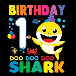 birthday baby shark 1 years old svg