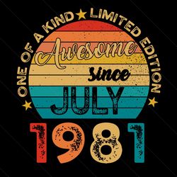 40th Birthday Men July 1981 Limited Edition Svg