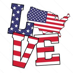 Patriotic Love American Flag Map Svg