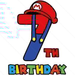 7th birthday mario bros svg, super mario birthday svg, 7even mario