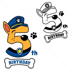 5th birthday chase svg, chase birthday svg, 5th birthday paw patrol