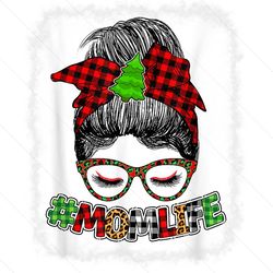 funny mom life messy bun chritmas buffalo plaid png