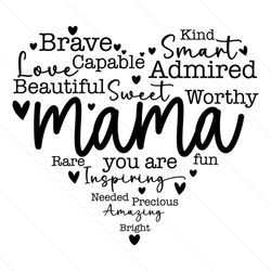 happy loved mama heart words life svg