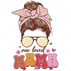 one loved flower mama messy bun heart png