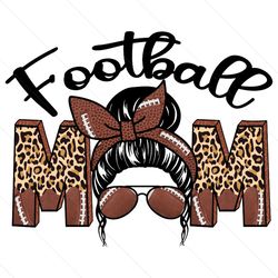 funny football messy bun leopard mom png