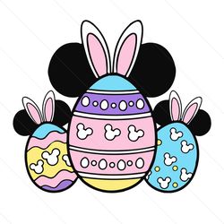 happy easter bunny eggs head svg