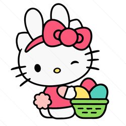 cute easter day kitty eggs basket svg