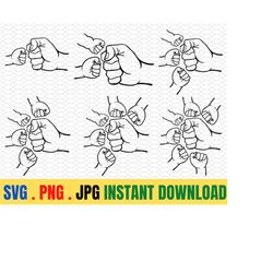 father&39s day fist bump set, father&39s day design, baby toddler kid dad fist bump svg, customized name,digital downloa