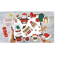 christmas stickers 2 for digital planner, precropped goodnotes, png files, holidays christmas, xmas vibes stickers