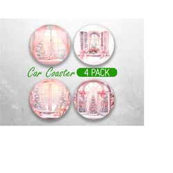 car coaster png pink christmas coaster sublimation christmas tree designs car coaster bundle car coaster designs  christ