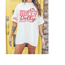 have a holly dolly christmas png, pink christmas svg, western christmas svg, country girl western svg, pink christmas cl
