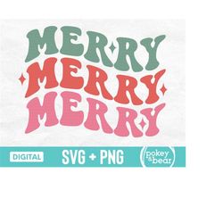 merry merry merry svg, merry christmas svg, retro christmas png sublimation design, groovy holiday svg, christmas shirt