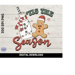 tis the season png| cookies & milk christmas png| retro christmas| printable