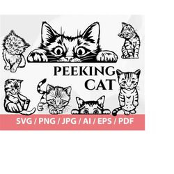cute cat svg - peeking cat, cat svg, funny cat svg, cat lover svg, black cat svg, cat clipart, cat png, cat mama svg, cu