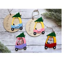 SVG Digital Download Kids Christmas Ornament, Baby Christmas Ornament, Christmas Car, Christmas Cozy Coupe With Tree, Ki