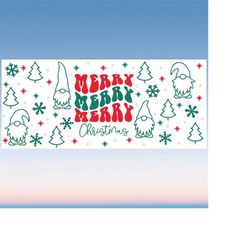 Merry Christmas Gnome Svg libbey glass wrap svg, funny christmas tree gnome 16oz libby beer can full wrap cup svg files