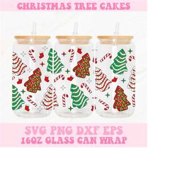 Christmas Tree Cake Svg, Christmas Tree Cake Wrap Svg, Libbey Glass Wrap, Glass Can Wrap Svg, Christmas Svg, 16oz Glass