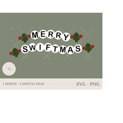Merry Swiftmas Friendship Bracelet SVG PNG Files, Taylor Swift Christmas SVG, Taylor Swift The Eras Tour Ready Cut Files