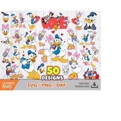 donald and daisy valentine&39s day clipart bundle, valentines day svg cut files for cricut / silhouette, donald duck svg