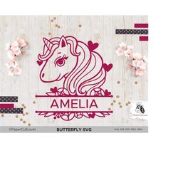 unicorn split monogram frame svg heart svg cute unicorn monogram svg unicorn magical floral split svg valentines day