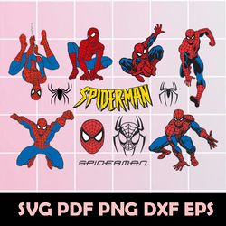 Spiderman SVG bundle, Spiderman clipart, cutfiles, dxf, eps, png files, Spiderman Png, Spiderman Eps, Spiderman Dxf